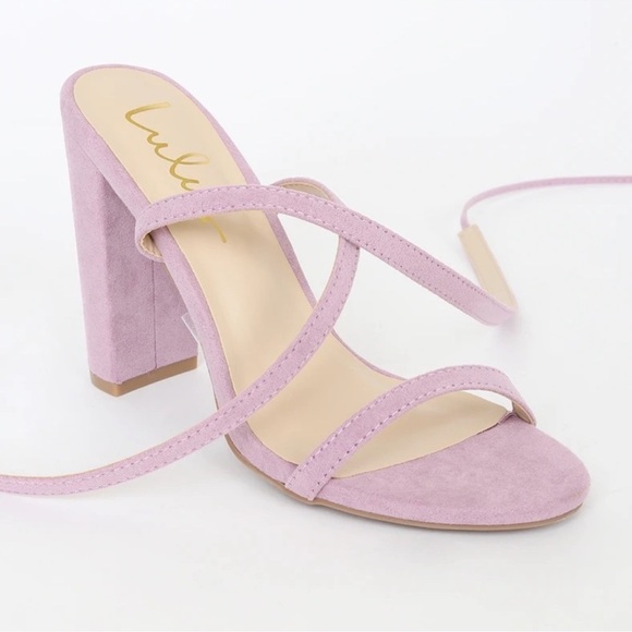 Lulu's lavender Lace-Up Block Heels - Picture 3 of 13